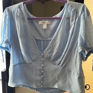 Baby Blue Crop Top Blouse